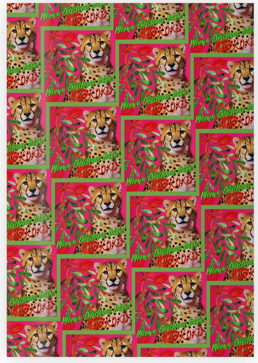 Woven placemat with cheetah design on a white background