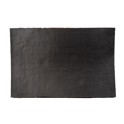 A rectangular black textured leather or faux-leather mat shown flat against a solid white background.