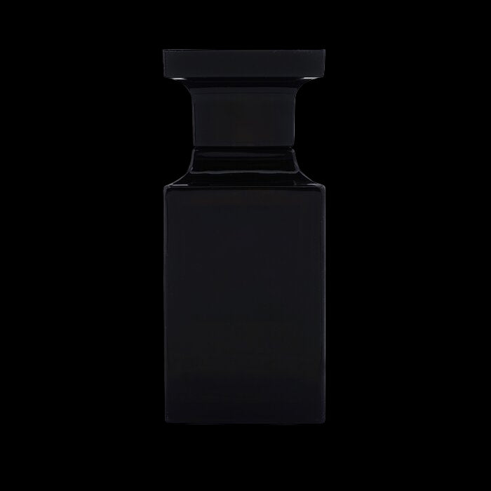 Black rectangular perfume bottle on a white background