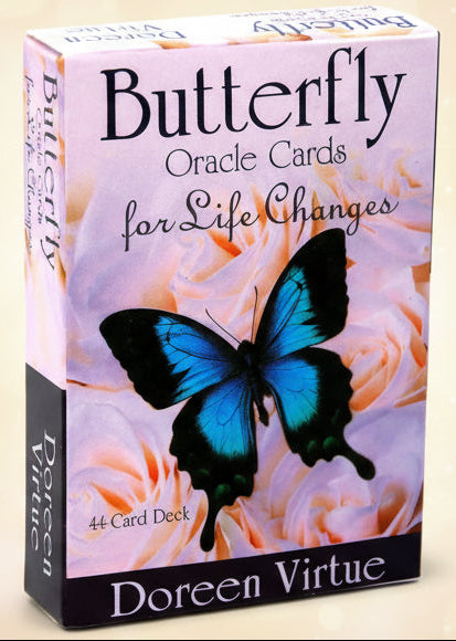 Box of Butterfly Oracle Cards for Life Changes by Doreen Virtue on a white background