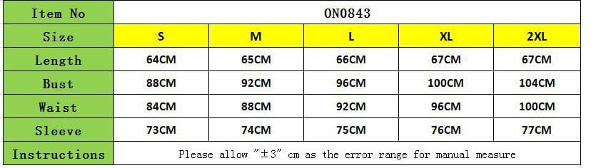Measurement chart for clothing item with size chart and instructions.