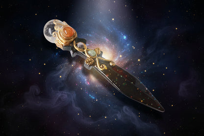 Magic Daggers Witchcraft Tools for Altar | Obsidian & Amethyst Crystal - Lucky Girl Gifts