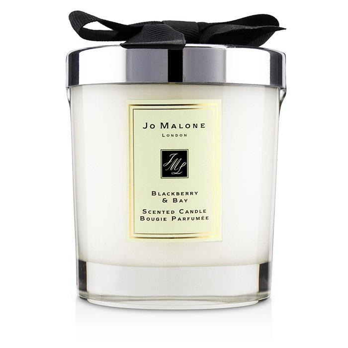 Jo Malone Blackberry & Bay scented candle with black lid on a white background