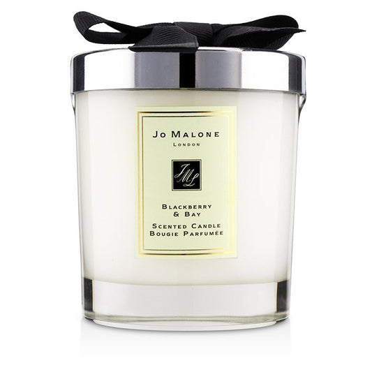 Jo Malone Blackberry & Bay scented candle with black lid on a white background