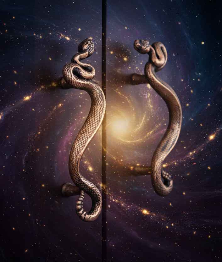 Swirling Snakes Brass Cabinet Handles - Antique Finish Set of 2