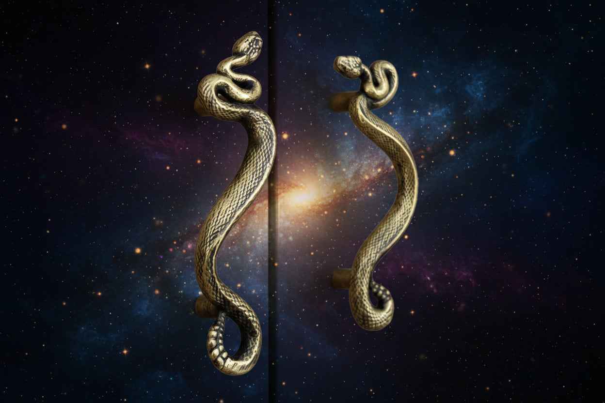 Swirling Snakes Brass Cabinet Handles - Antique Finish Set of 2