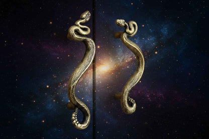 Swirling Snakes Brass Cabinet Handles - Antique Finish Set of 2