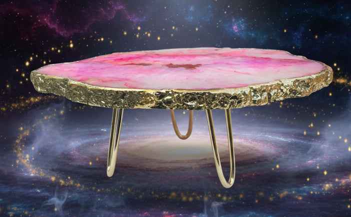 Pink Agate Cake Stand - Elegant Centrepiece and Display Tray