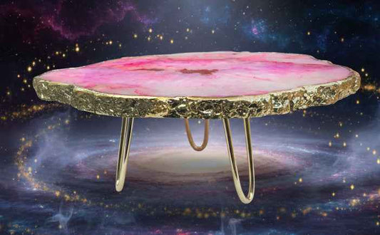 Pink Agate Cake Stand - Elegant Centrepiece and Display Tray