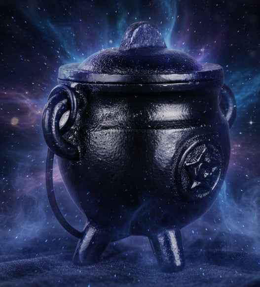 New Beginnings Cauldron Candle Clear Quartz Crystals