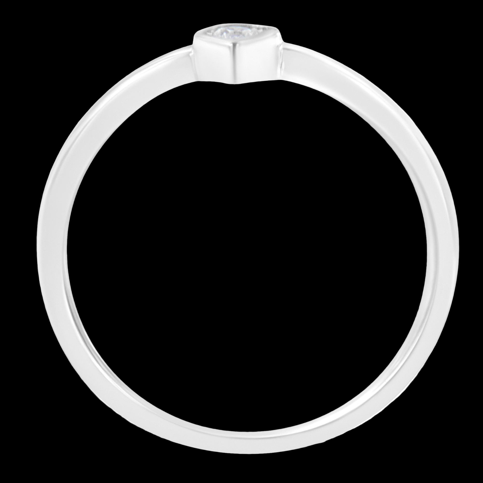 Silver ring with a diamond on a white background