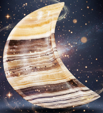 Zebra Onyx Crescent Moon Bowl for Energy Grounding - Lucky Girl Gifts