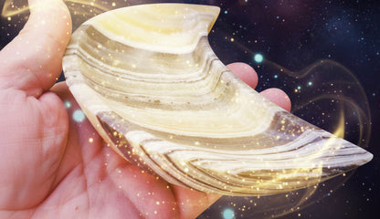 Zebra Onyx Crescent Moon Bowl for Energy Grounding - Lucky Girl Gifts