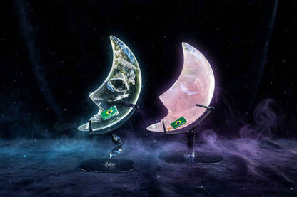 Exquisite Crescent Moon Crystal on Metal Base