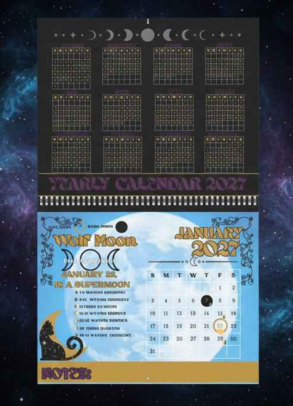 Witchy Moon Magic Lunar Wall Calendar — Moon Phases Calendar