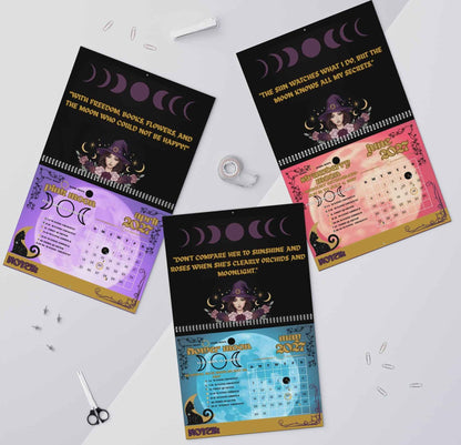 Witchy Moon Magic Lunar Wall Calendar — Moon Phases Calendar