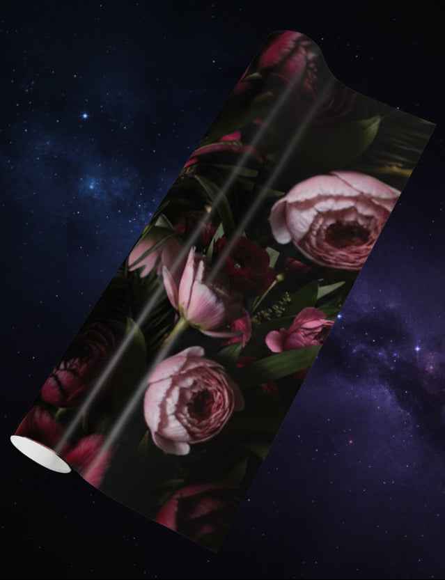 Gothic Floral Gift Wrap Roll — Dark Botanical Wrapping Paper