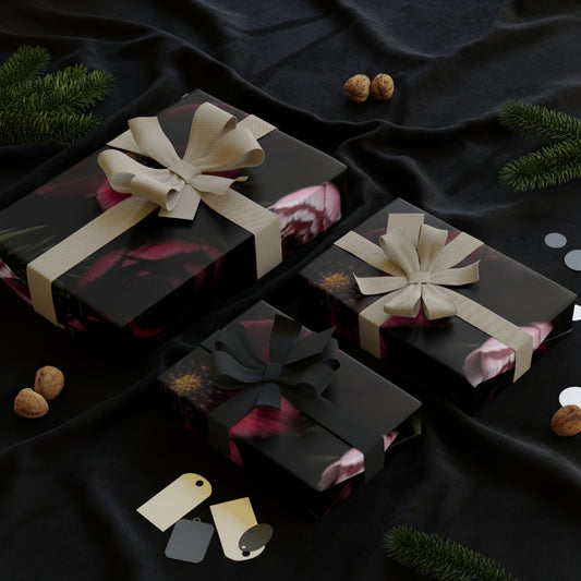 Gothic Floral Gift Wrap Roll — Dark Botanical Wrapping Paper