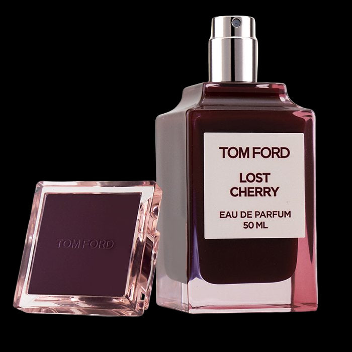 Tom Ford Lost Cherry perfume bottle and packaging on a white background