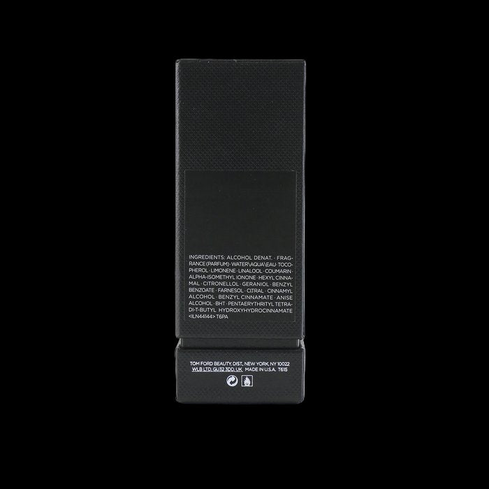 Black rectangular product packaging with text on a white background