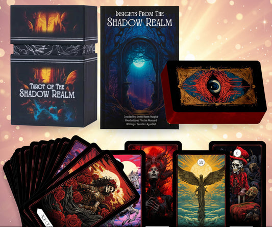 Tarot cards from 'Insights from the Shadow Realm' with packaging and cards displayed.