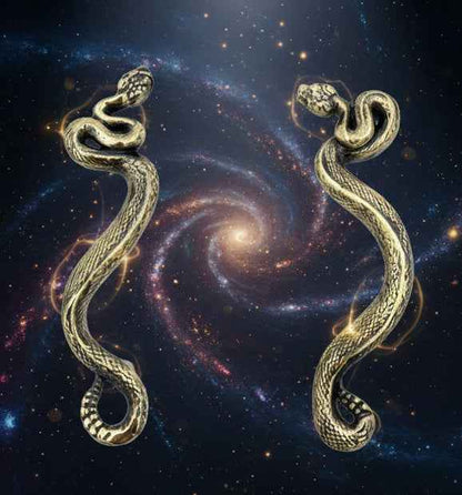 Swirling Snakes Brass Cabinet Handles - Antique Finish Set of 2