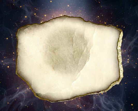 Small White Agate Table Piece - Single Crystal Gemstone with Organic Edge for Decor