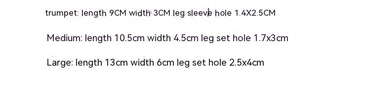 Text detailing measurements for trumpet sizes on a white background