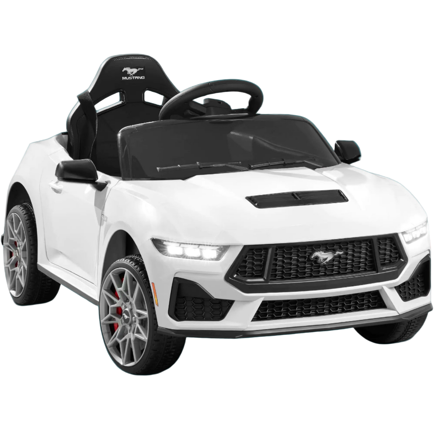 White toy car with black interior on a white background