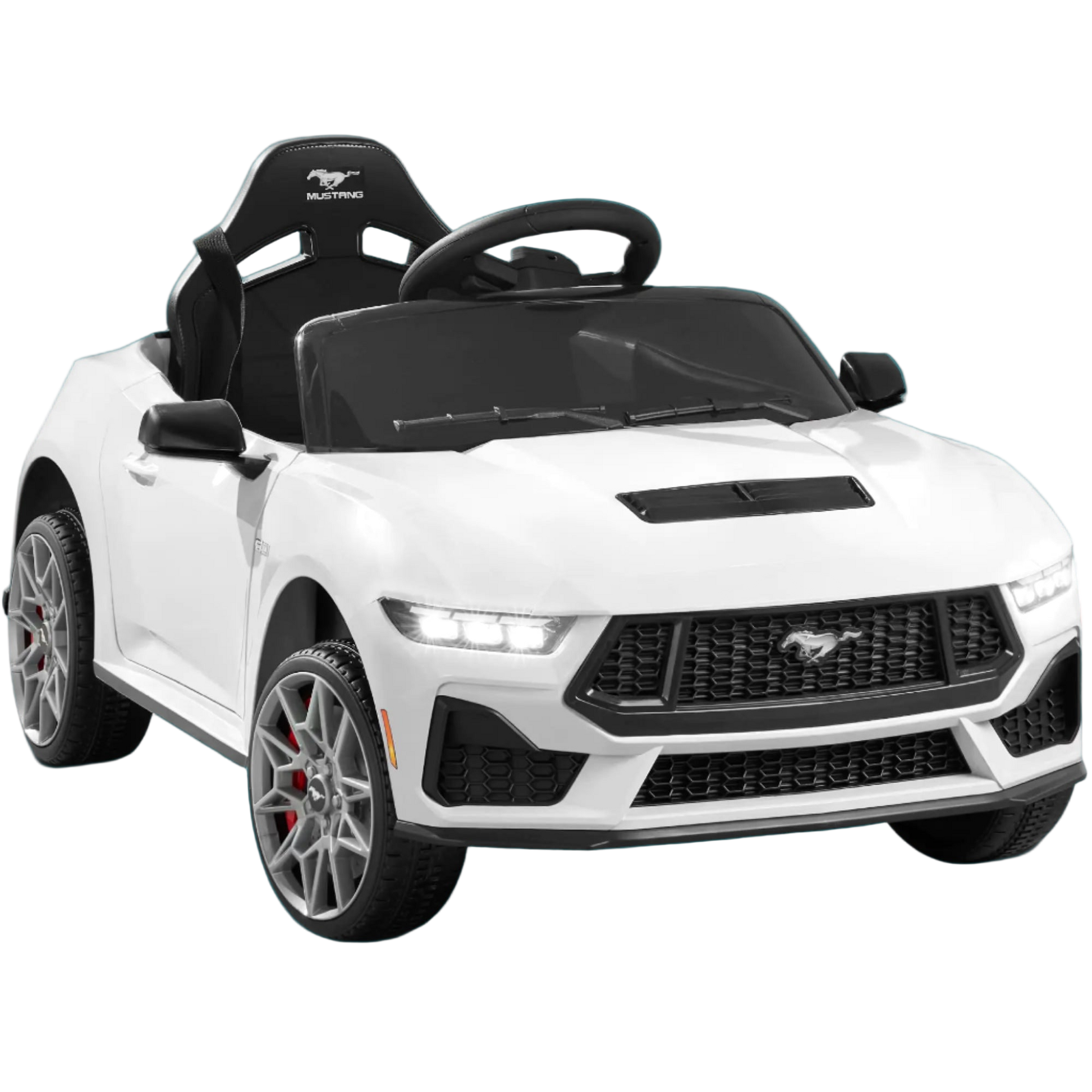 White toy car with black interior on a white background