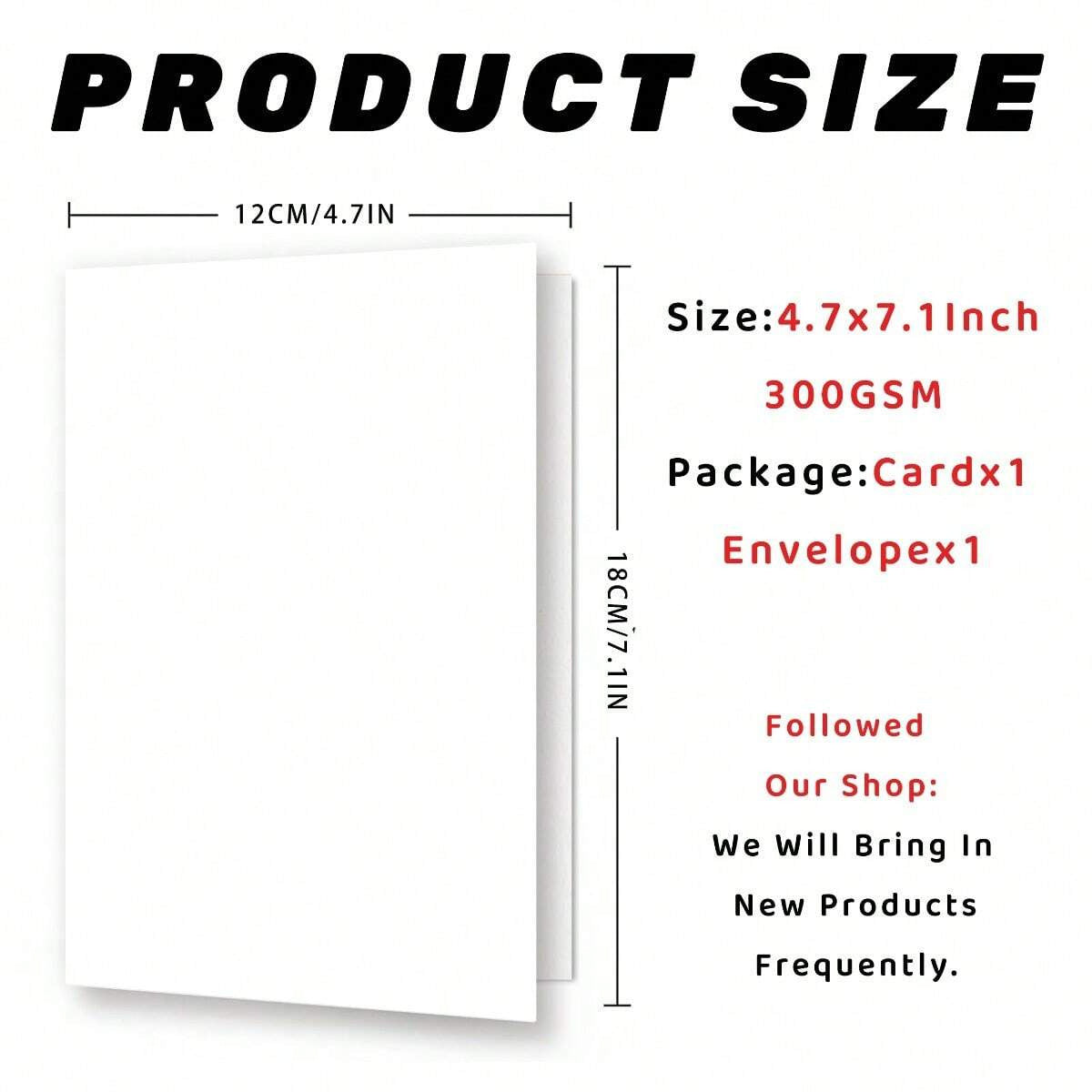 Product size information with dimensions and packaging details on a white background