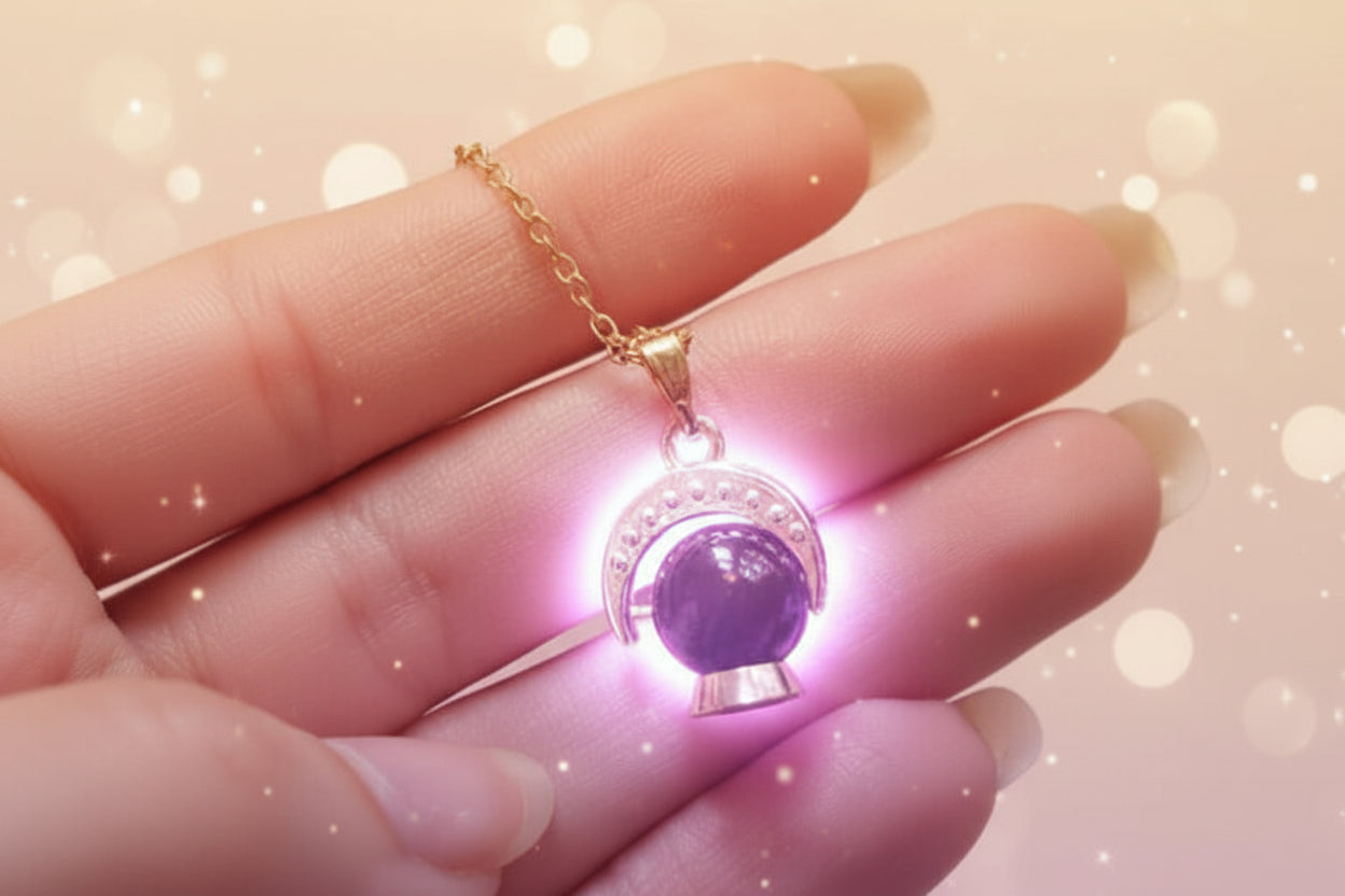 Crystal Ball Necklace - Magic Orb, Obsidian, Witchy charm-3