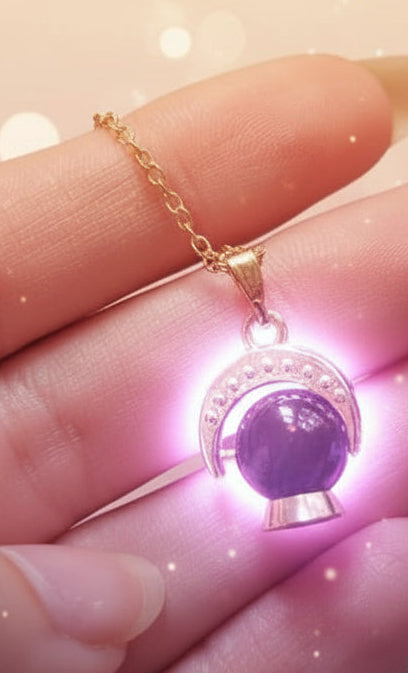 Crystal Ball Necklace - Magic Orb, Obsidian, Witchy charm-3