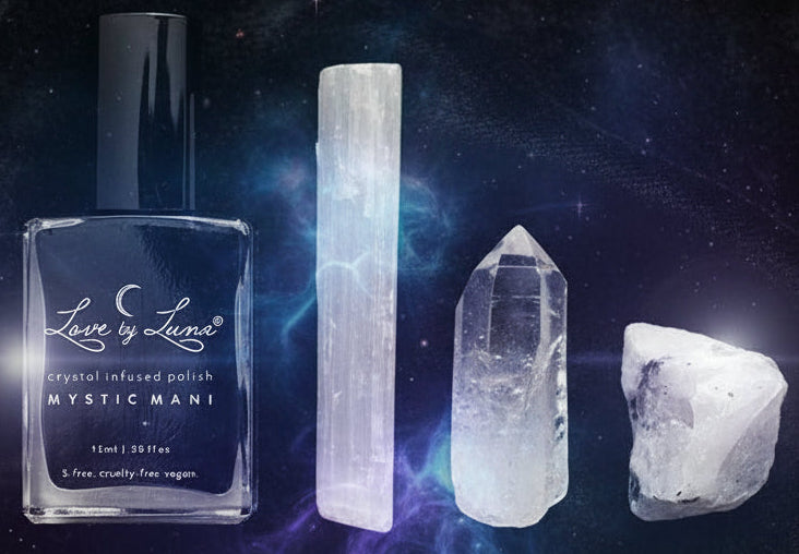New Moon Crystal Infused Nail Polish - Black with Healing Crystals - Lucky Girl Gifts