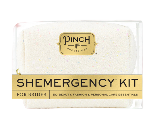 Sheemergency Kit for brides by Pinch Provisions in clear packaging on a white background