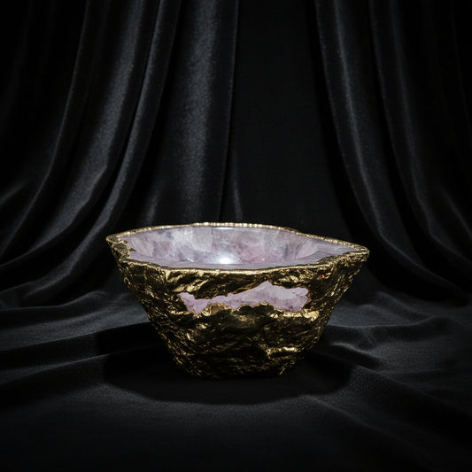 Rose Quartz Agate Bowl Trinket Jewelry Dish - Elegant Home Decor