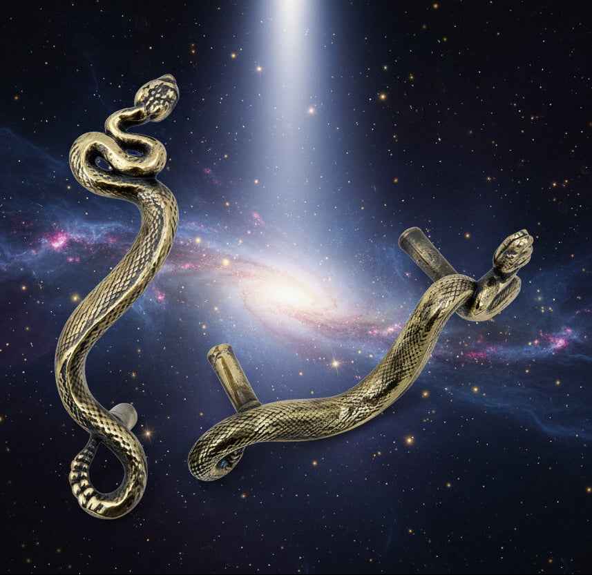 Swirling Snakes Brass Cabinet Handles - Antique Finish Set of 2