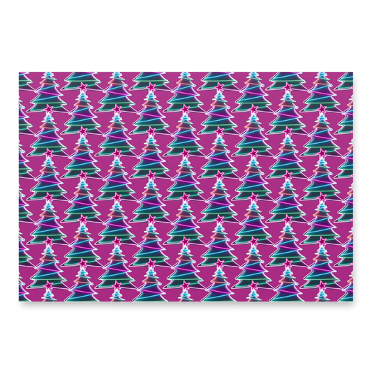 Patterned paper with Christmas tree design on a pink background