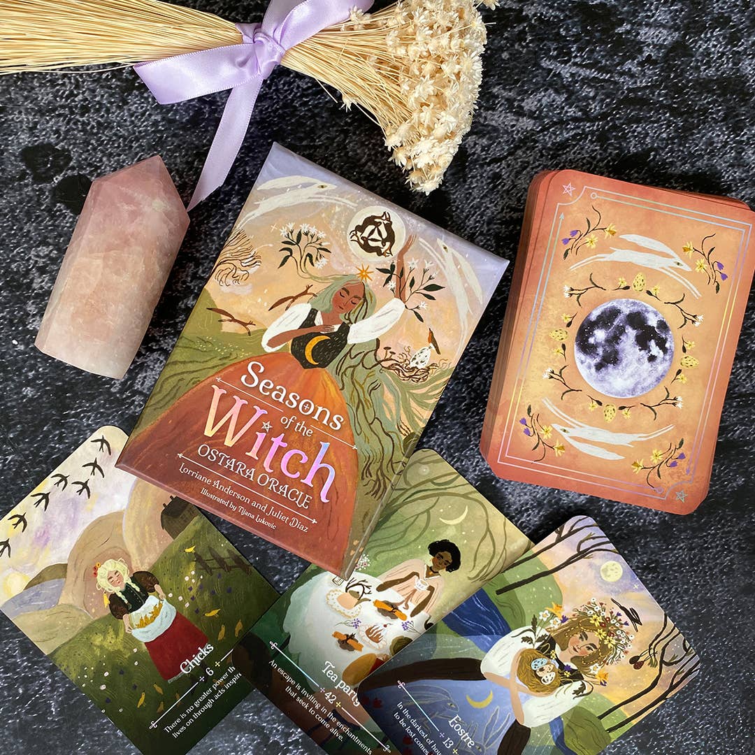 Oracles cards titled 'Seasons of the Witch' on a dark surface with decorative elements.