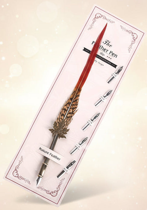 Quill pen with packaging on a white background