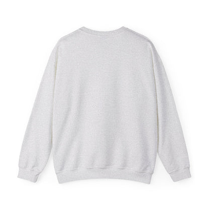 Gray sweatshirt with text on the back against a white background