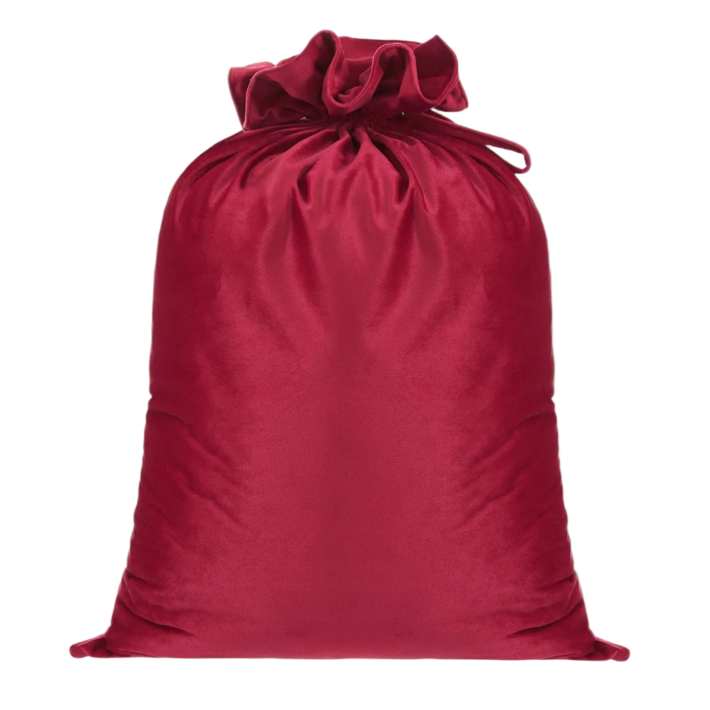 Red drawstring bag on a white background