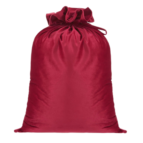 Red drawstring bag on a white background