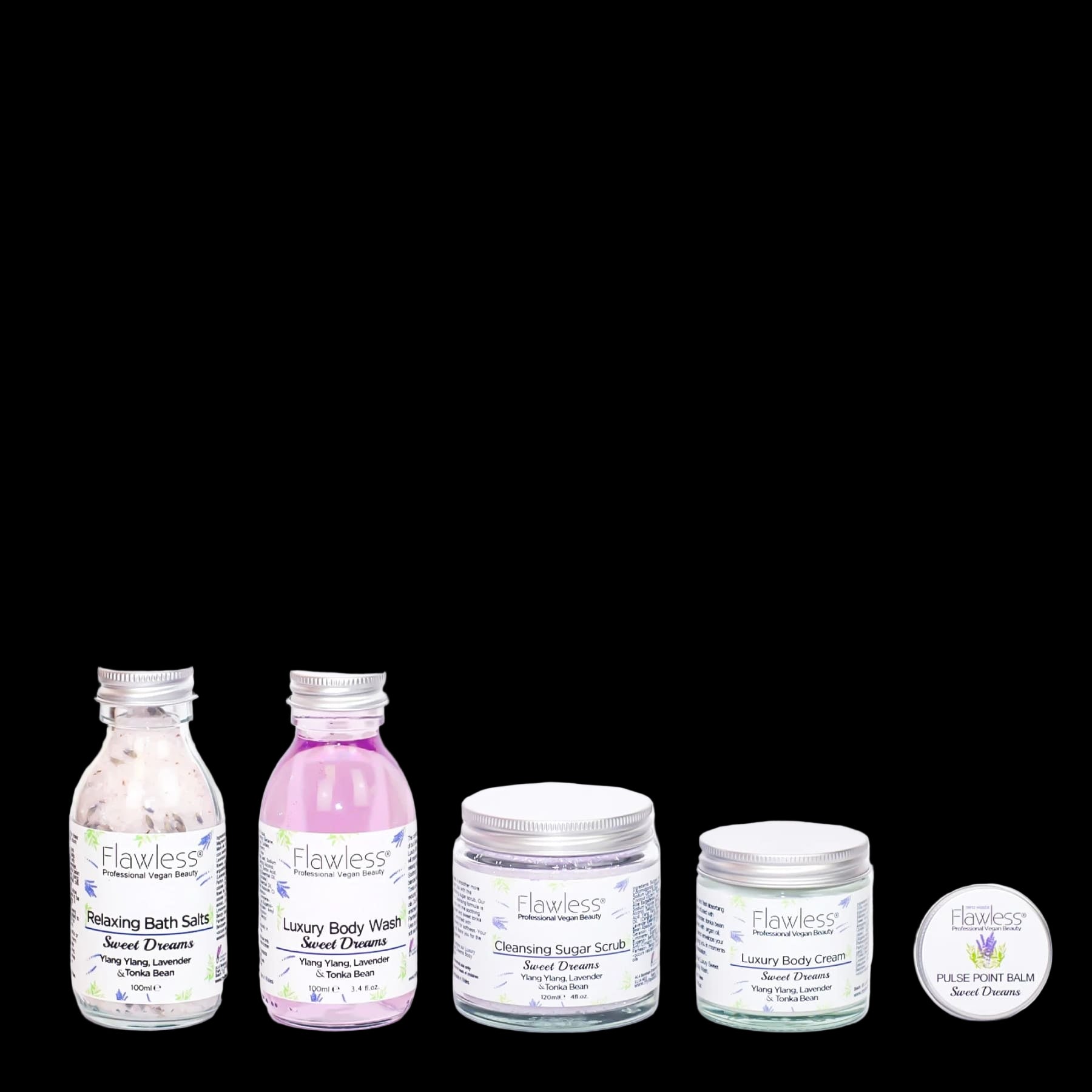 Collection of Flowless skincare products on a white background