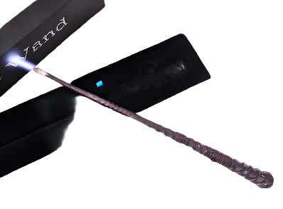 Black wand with a box on a white background
