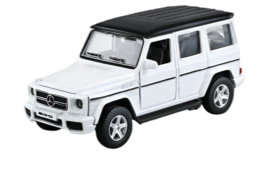White model car with black roof on a white background