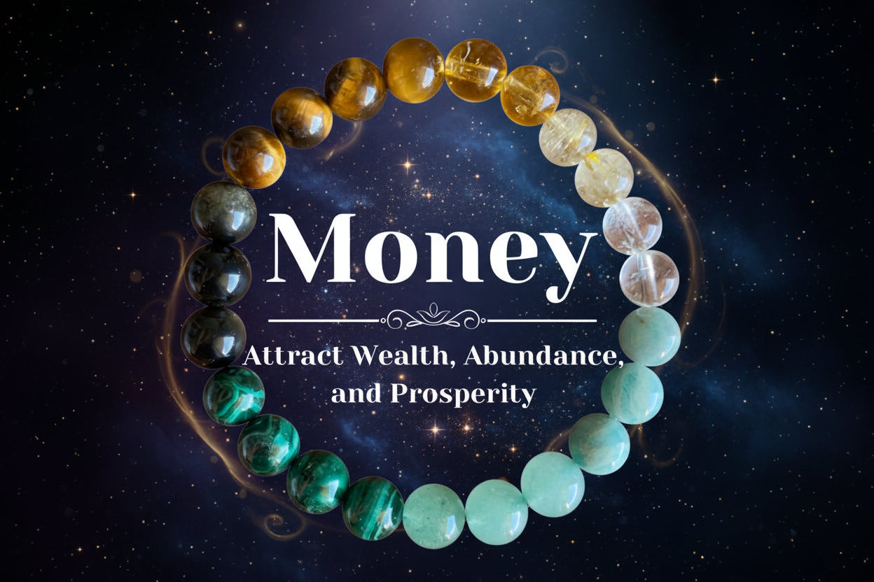 Crystal Bracelets for Wealth and Love | 17 Crystal Options for Prosperity, Protection, Chakras & Anxiety Relief - Lucky Girl Gifts