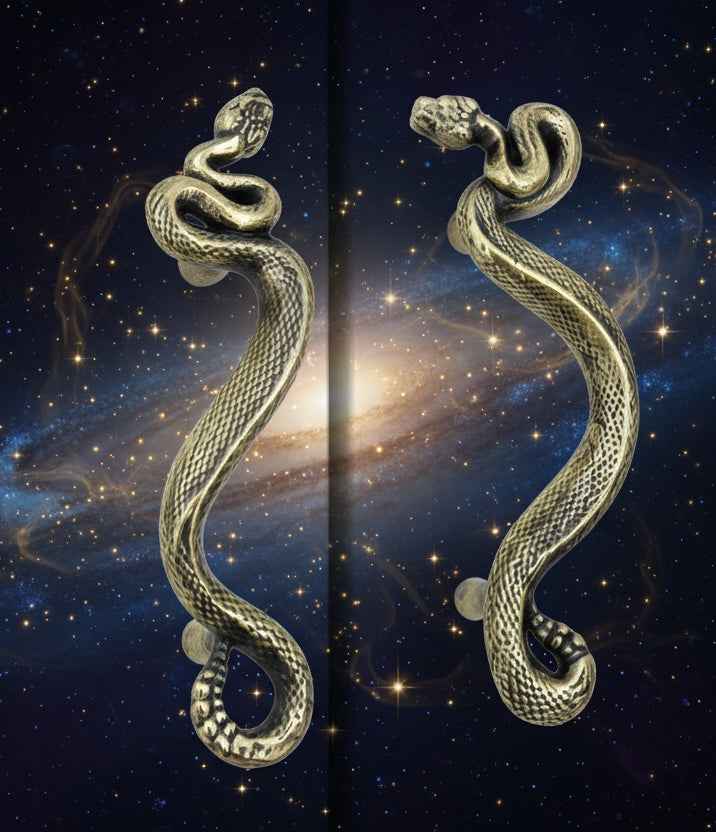 Swirling Snakes Brass Cabinet Handles - Antique Finish Set of 2