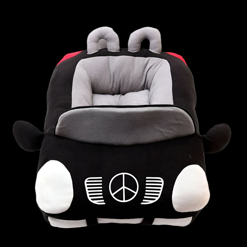 Children's car-shaped cushion with Mercedes-Benz logo on a white background
