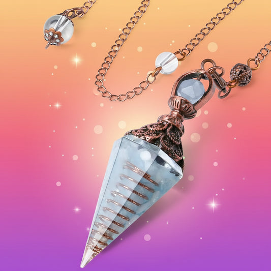 Necklace with a crystal pendant on a white background